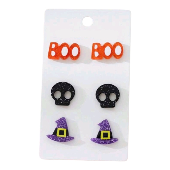 Spooky Halloween Earrings Set - Orange, Black, Purple - Picture 1 of 1